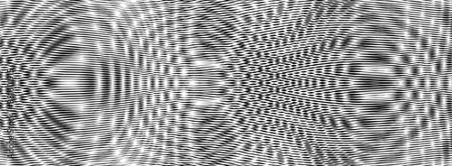 Grid monochrome psychedelic texture with blending lines and moire effect. Reticulated abstract background saver for web site, image for blog, mobile apps, package, packaging.