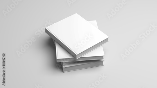 Blank white stationery on white background.
