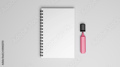 Blank white stationery on white background.