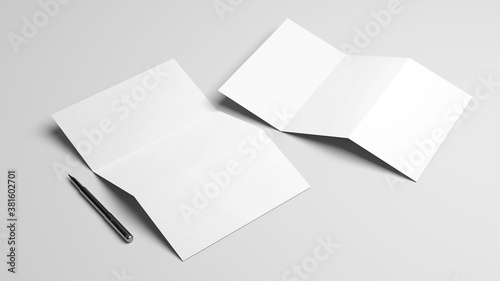 Blank white stationery on white background.