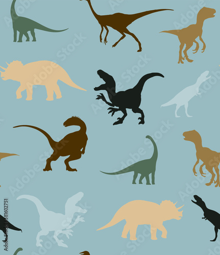 Abstract Hand Drawing Dinosaurs Repeating Vector Pattern Isolated Background