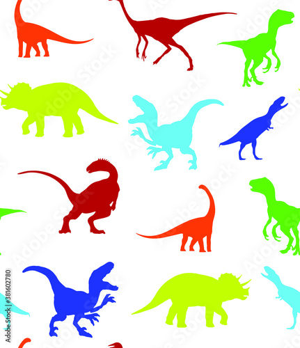 Fototapeta Naklejka Na Ścianę i Meble -  Abstract Hand Drawing Dinosaurs Repeating Vector Pattern Isolated Background