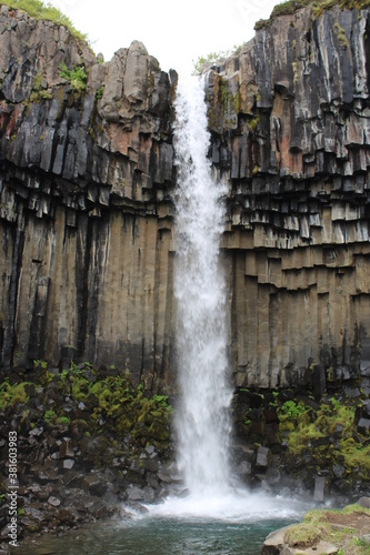 Svartifoss Waterfall close to Skaftafell in Vatnajökull National Park in South Iceland