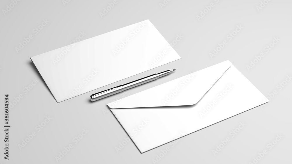 Blank white stationery on white background. Blank white stationery on white background.