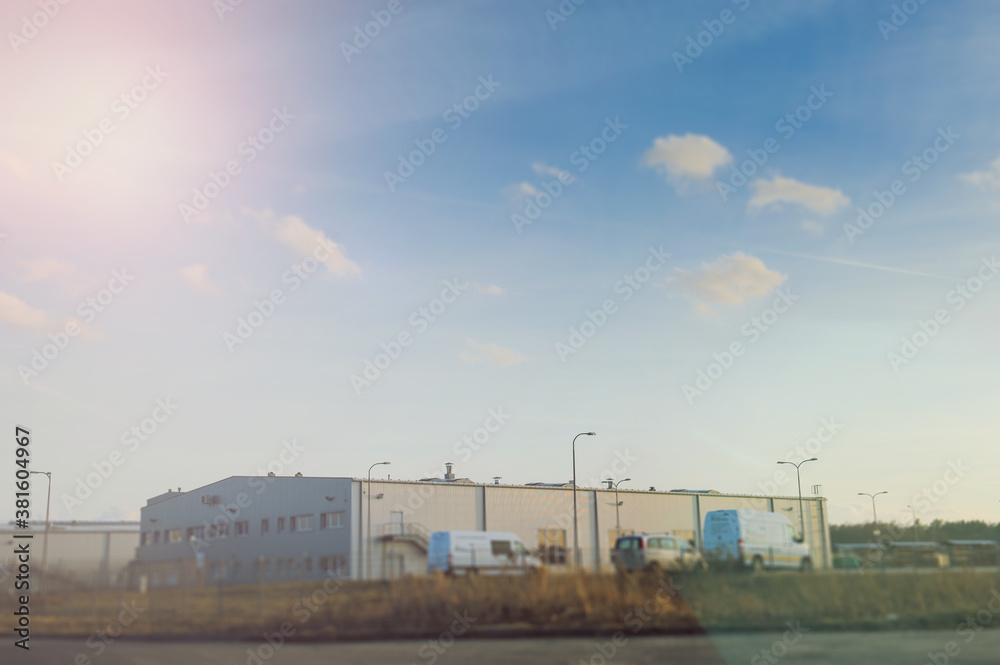 Modern industrial building over blue sky Modern industrial building over blue sky