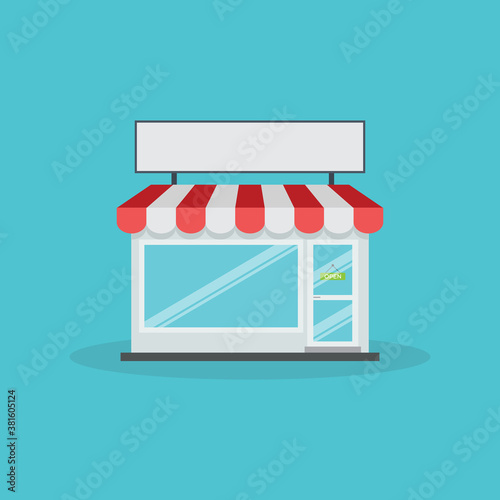 Small business. E-commerce . Storefront Flat Design Icon.