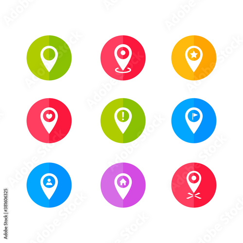Set of icons for location and map indication