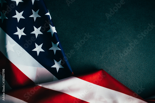American flag background. 