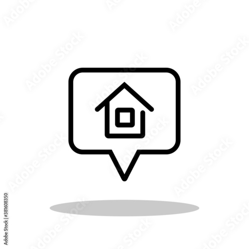 Map pointer with house icon in trendy flat style. Home pin symbol for your web site design, logo, app, UI Vector EPS 10.  © Iconography