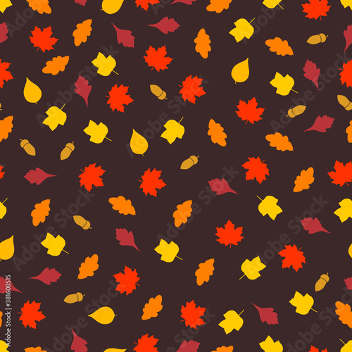 Autumn leaves Seamless pattern. Vector illustration
