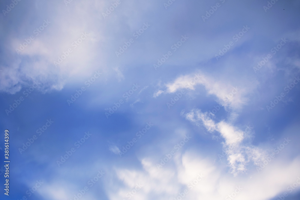 Fluffy clouds, atmosphere background, blue sky with clouds, copy space