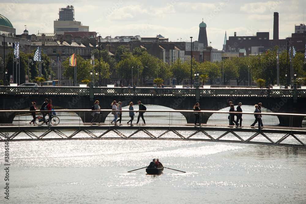 A view along the quays in Dublin City, Ireland