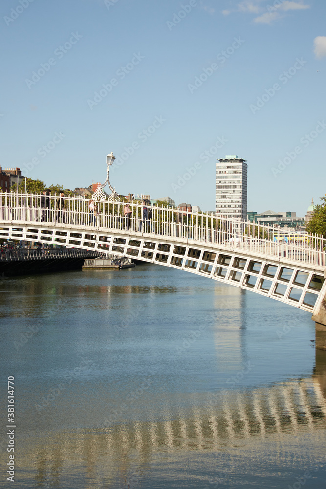 The Ha'penny bridge in Dublin City, Ireland