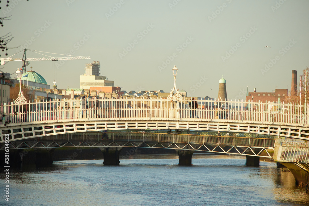 The Ha'penny bridge in Dublin City, Ireland