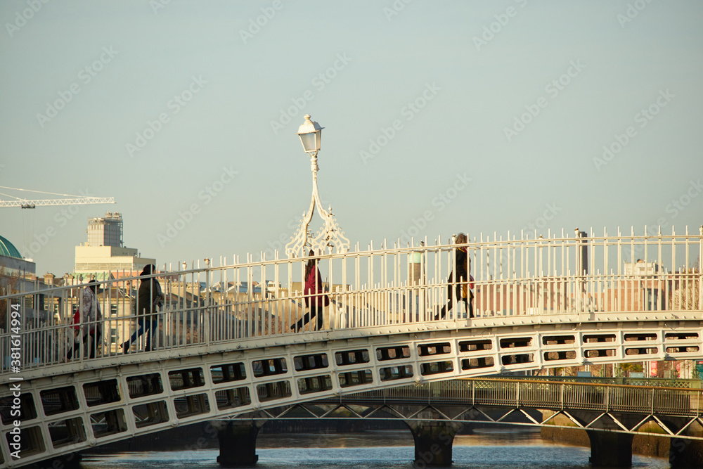 The Ha'penny bridge in Dublin City, Ireland