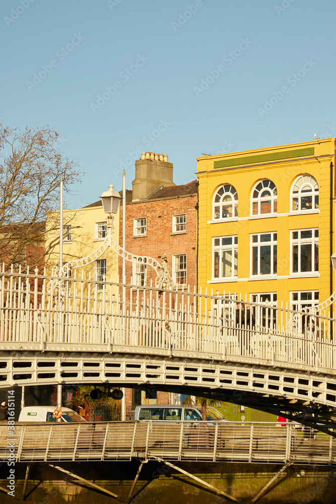 The Ha'penny bridge in Dublin City, Ireland