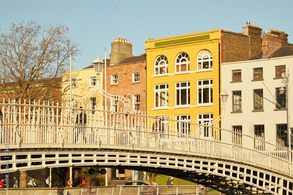 The Ha'penny bridge in Dublin City, Ireland