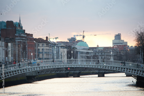 The Ha'penny bridge in Dublin City, Ireland