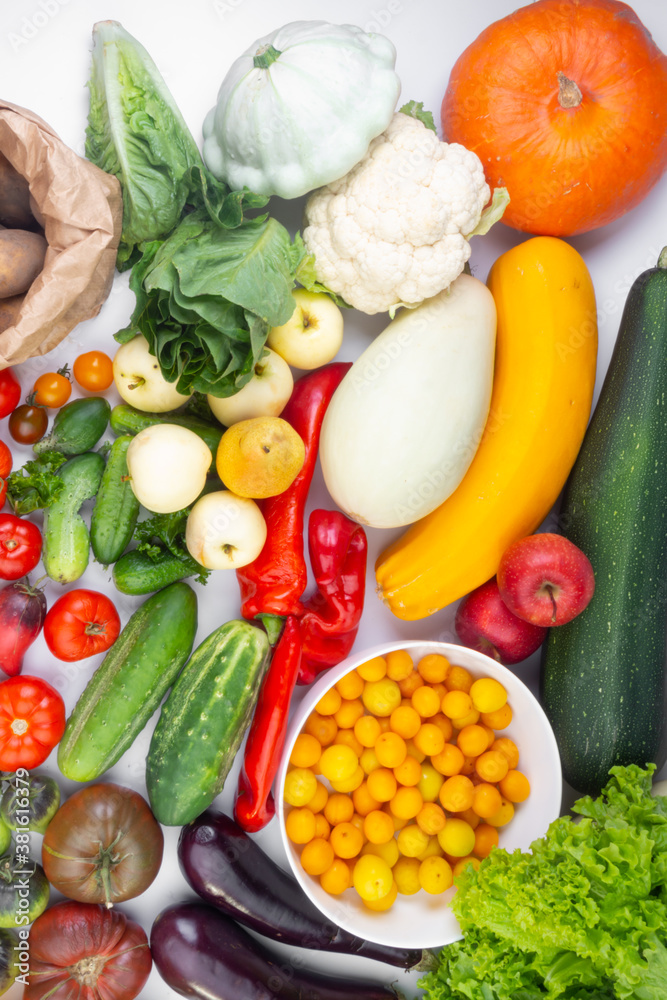 Fruits and vegetables autumn harvest, natural still life for healthy food