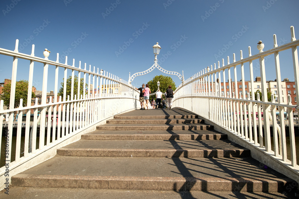 The Ha'penny bridge in Dublin City, Ireland
