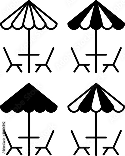 Table Chair Under Umbrella Icon