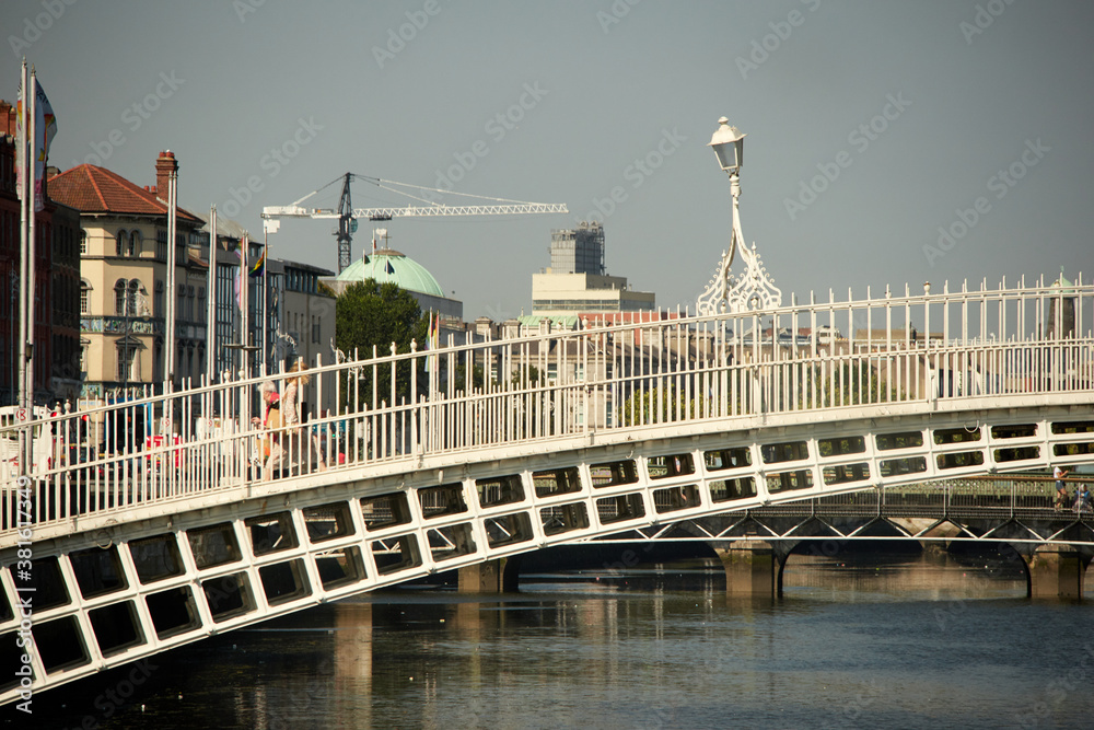 The Ha'penny bridge in Dublin City, Ireland