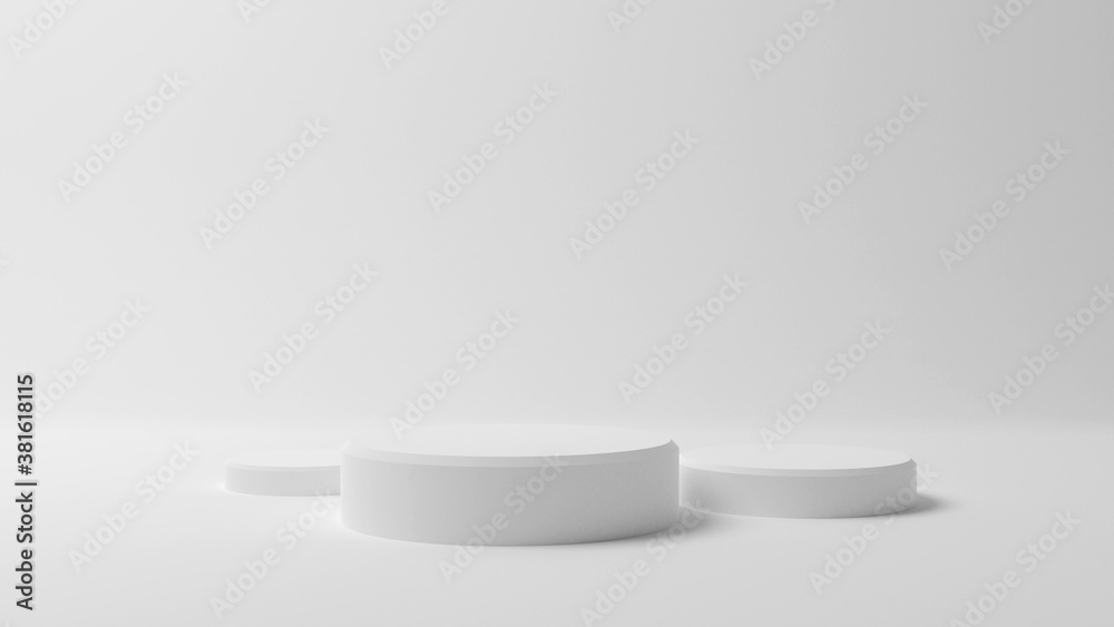 Classy White Showcase Podium composition, Scene to show products, 3D illustration Classy White Showcase Podium composition, Scene to show products, 3D illustration