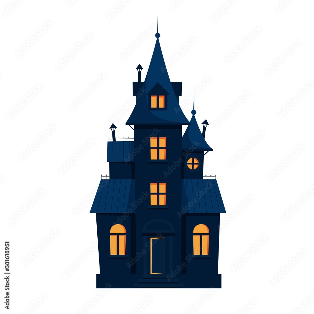 Halloween haunted house cute vector illustration