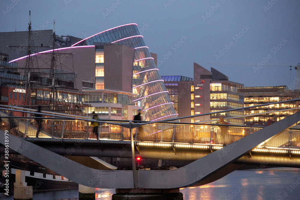 A view along the quays in Dublin City, Ireland
