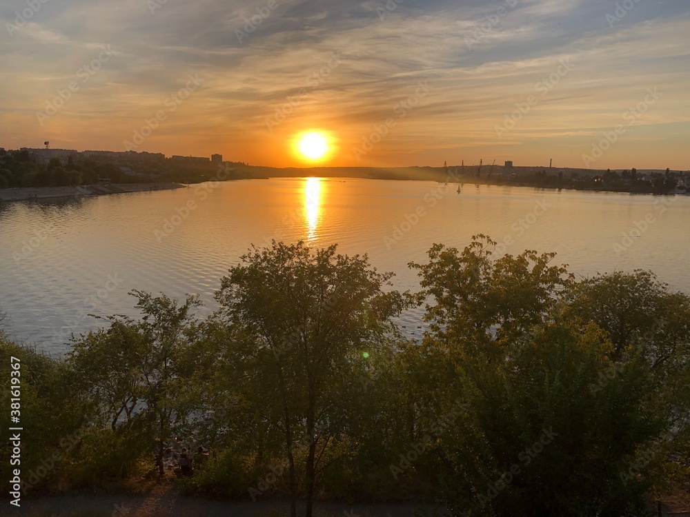 sunset over the river sunset over the river