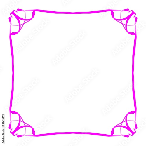 Purple frame on a white background. Border design illustration. White square frame with purple border. Decorative Design for weddings and Christmas.