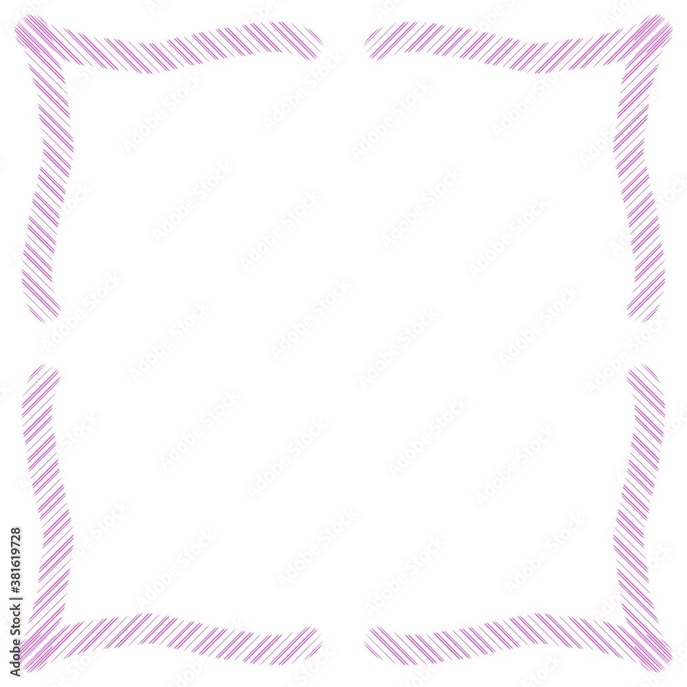 Purple frame on a white background. Border design illustration. White square frame with purple border. Decorative Design for weddings and Christmas.