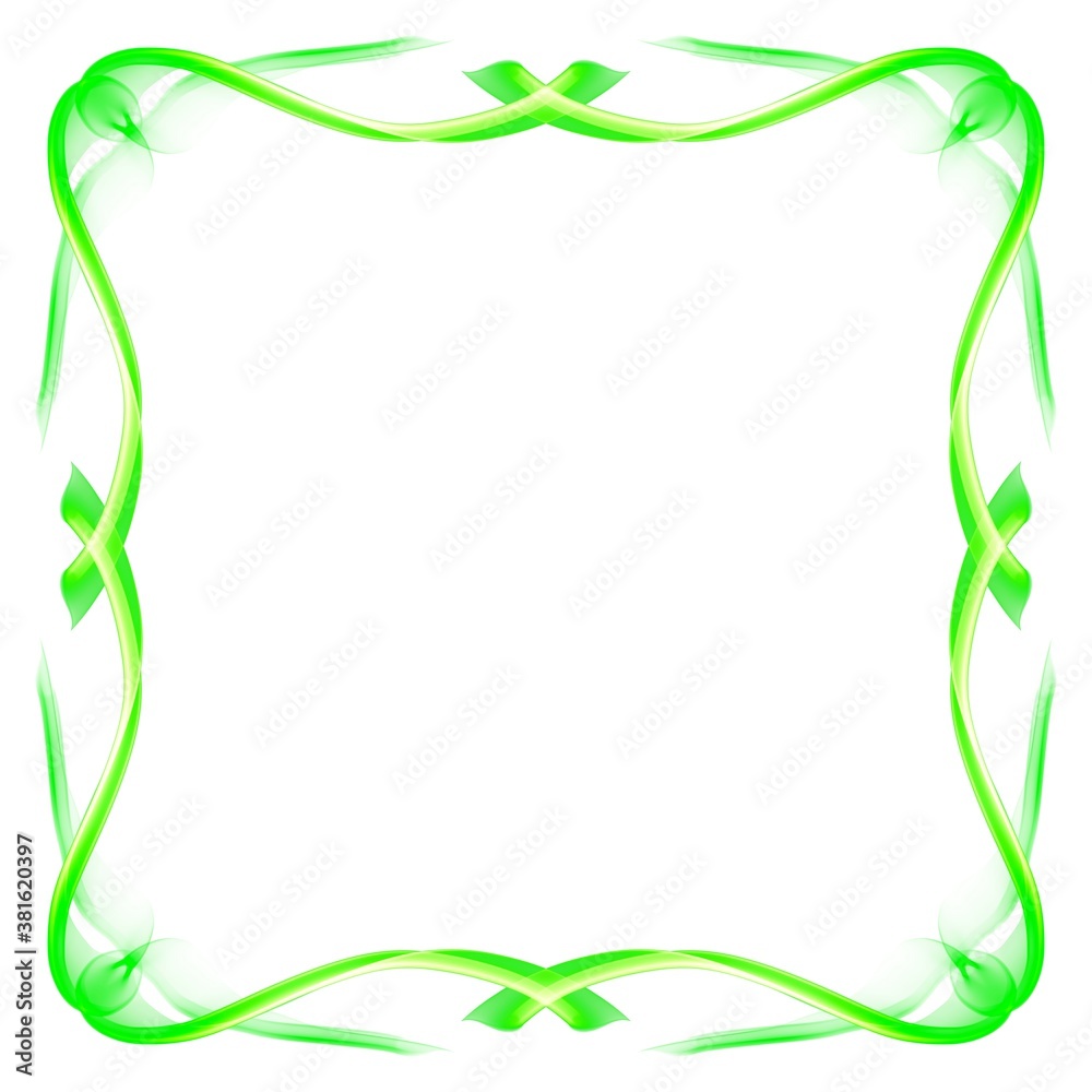 Green frame on a white background. Border design illustration. White square frame with green border. Decorative Design. Green frame on a white background. Border design illustration. White square frame with green border. Decorative Design.