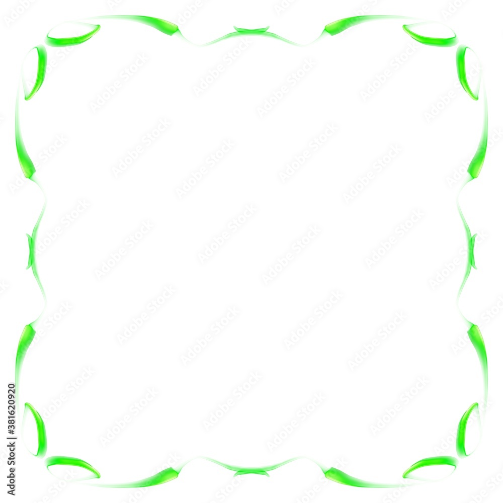 Green frame on a white background. Border design illustration. White square frame with green border. Decorative Design. Green frame on a white background. Border design illustration. White square frame with green border. Decorative Design.