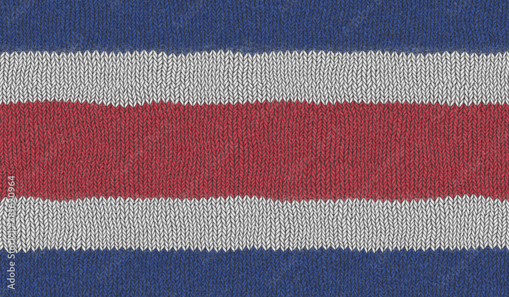 Detailed Illustration of a Knitted Flag of Costa Rica Detailed Illustration of a Knitted Flag of Costa Rica