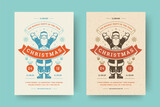 Christmas party flyer invitation modern typography and decoration elements with santa claus.