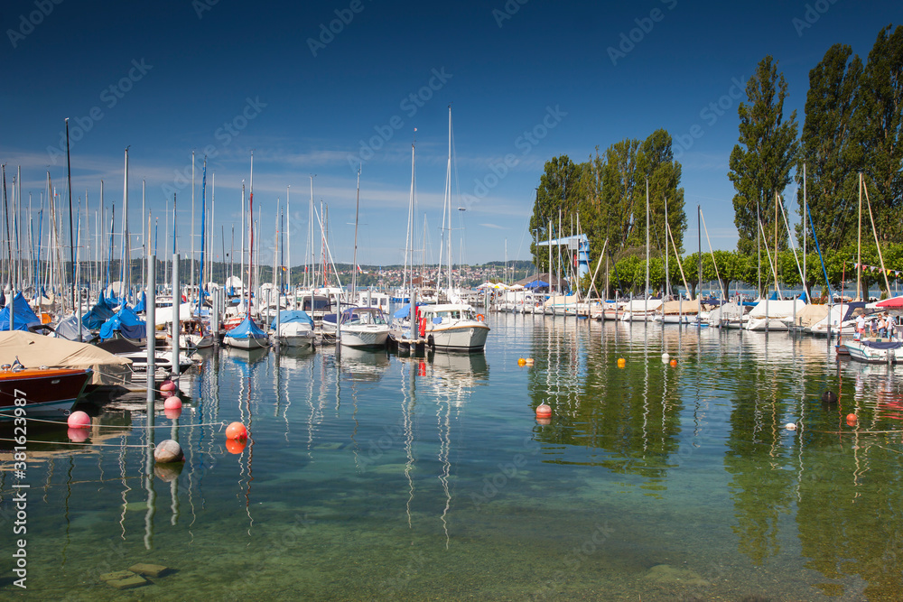 Port of Unteruhldingen on Lake Constance, Baden-Wuerttemberg, Germany, Europe
