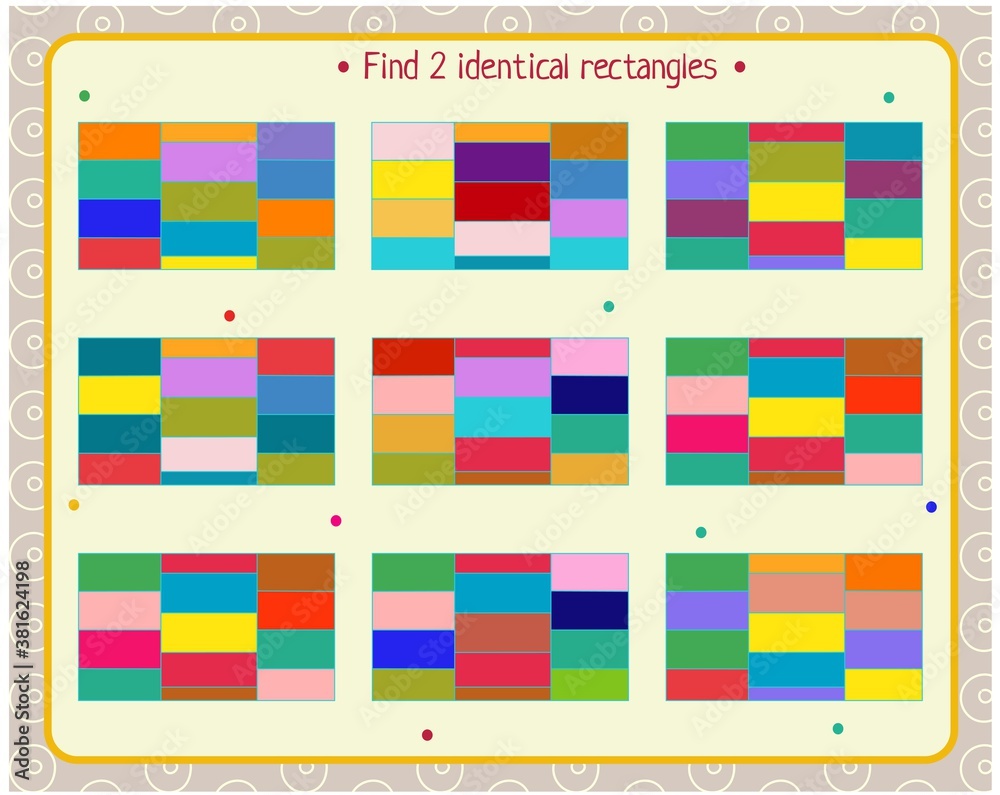 logic game for children. find 2 identical rectangles