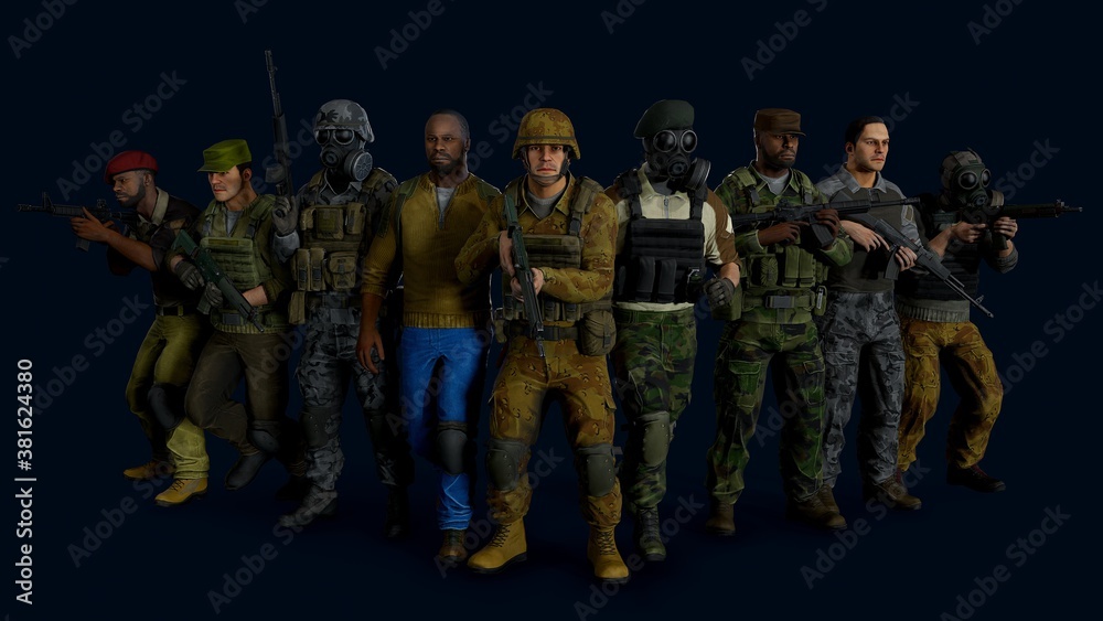 Naklejka premium Military 3D-rendering, Male soldier 3d model