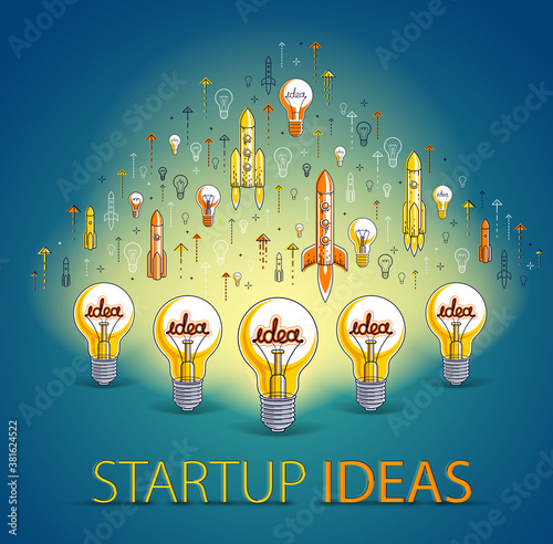 Group of shining light bulb...