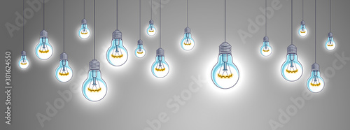 Light bulbs shining beautif...