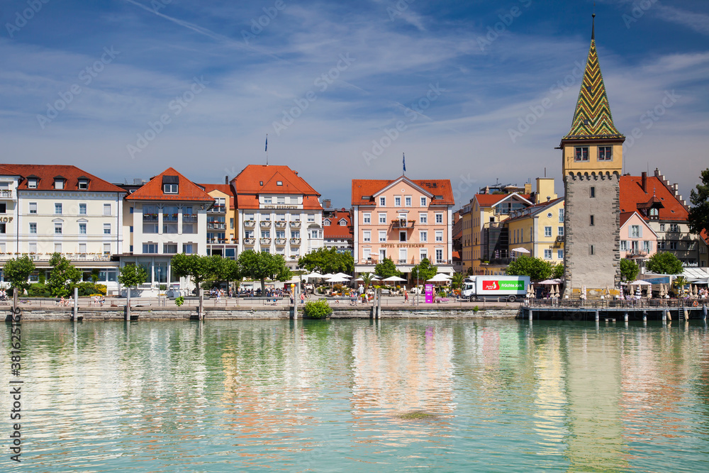 Seaside promenade, Harbour, , Island Lindau, Lindau at Lake Constance, Lake Constance region, Swabia, Bavaria, Germany, Europe