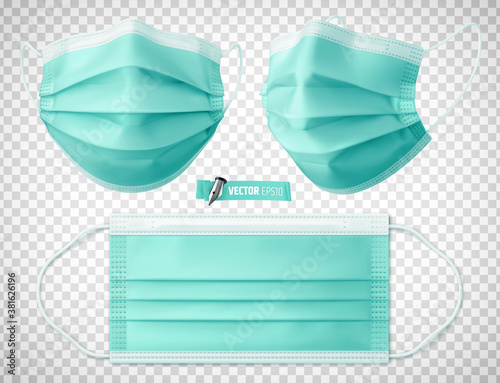 Masques chirurgicaux vectoriels sur fond transparent