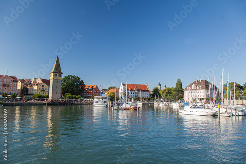  harbour entrance, harbour, Lindau island, Lindau on Lake Constance, Lake Constance region, Swabia, Germany, Europe