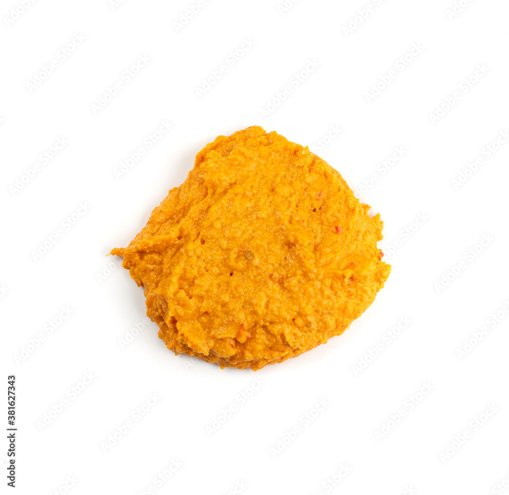 Orange Hummus Smear Isolated Spicy Tahini Spread