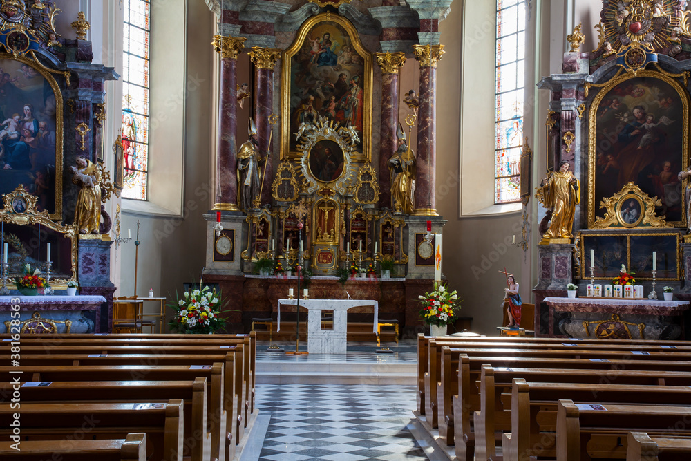 Parish church of,Wiesing in the Inntal valley, Tyrol, Austria, Europe