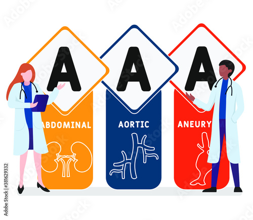 Flat design with people. AAA - Abdominal Aortic Aneurysm, medical concept. Vector illustration for website banner, marketing materials, business presentation, online advertising