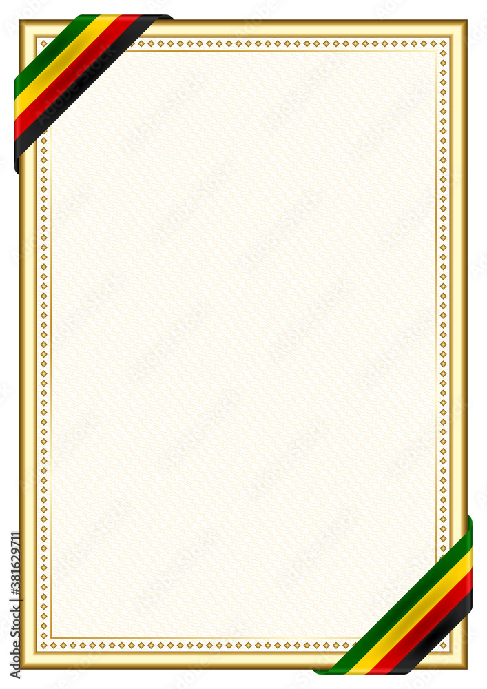 Vertical  frame and border with Zimbabwe flag