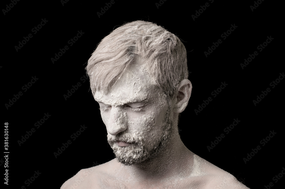 portrait of a guy in white powder portrait of a guy in white powder
