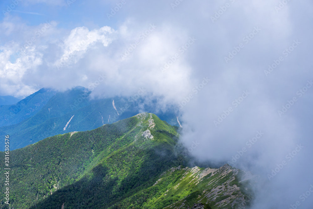 mountains and clouds